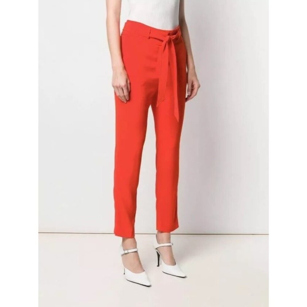 Veronica Beard Womens 8 Pants Faxon High Waisted Crop Trouser Red Poppy‎